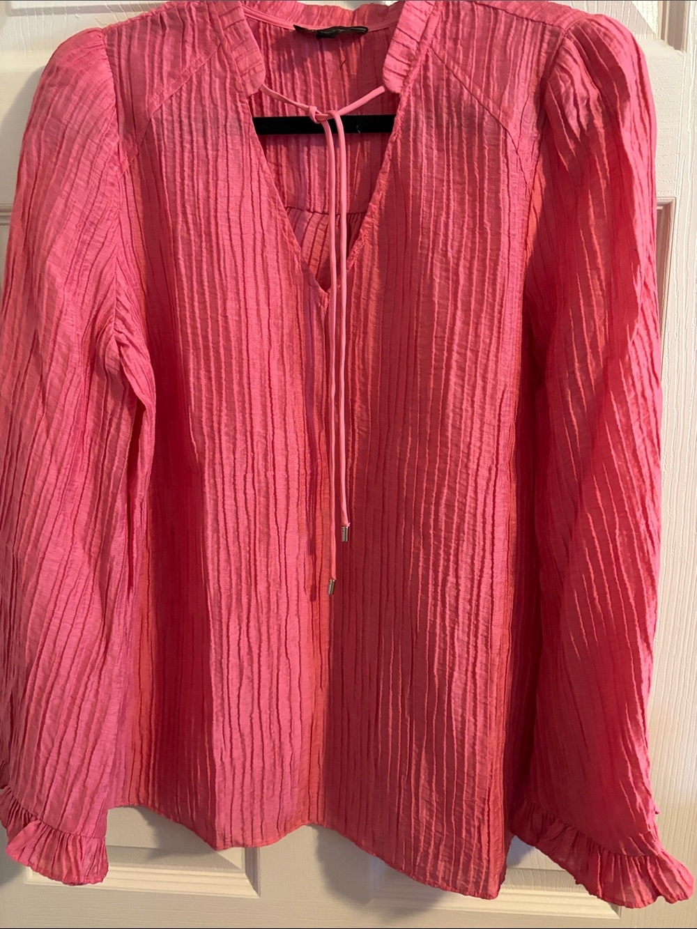 DG2 by Diane Gilman Pink Crinkle Long-Sleeve Blouse